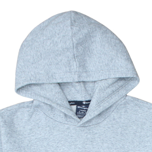 Champion Men Grey Pullover Hoodie L Regular Fleece Sports Logo