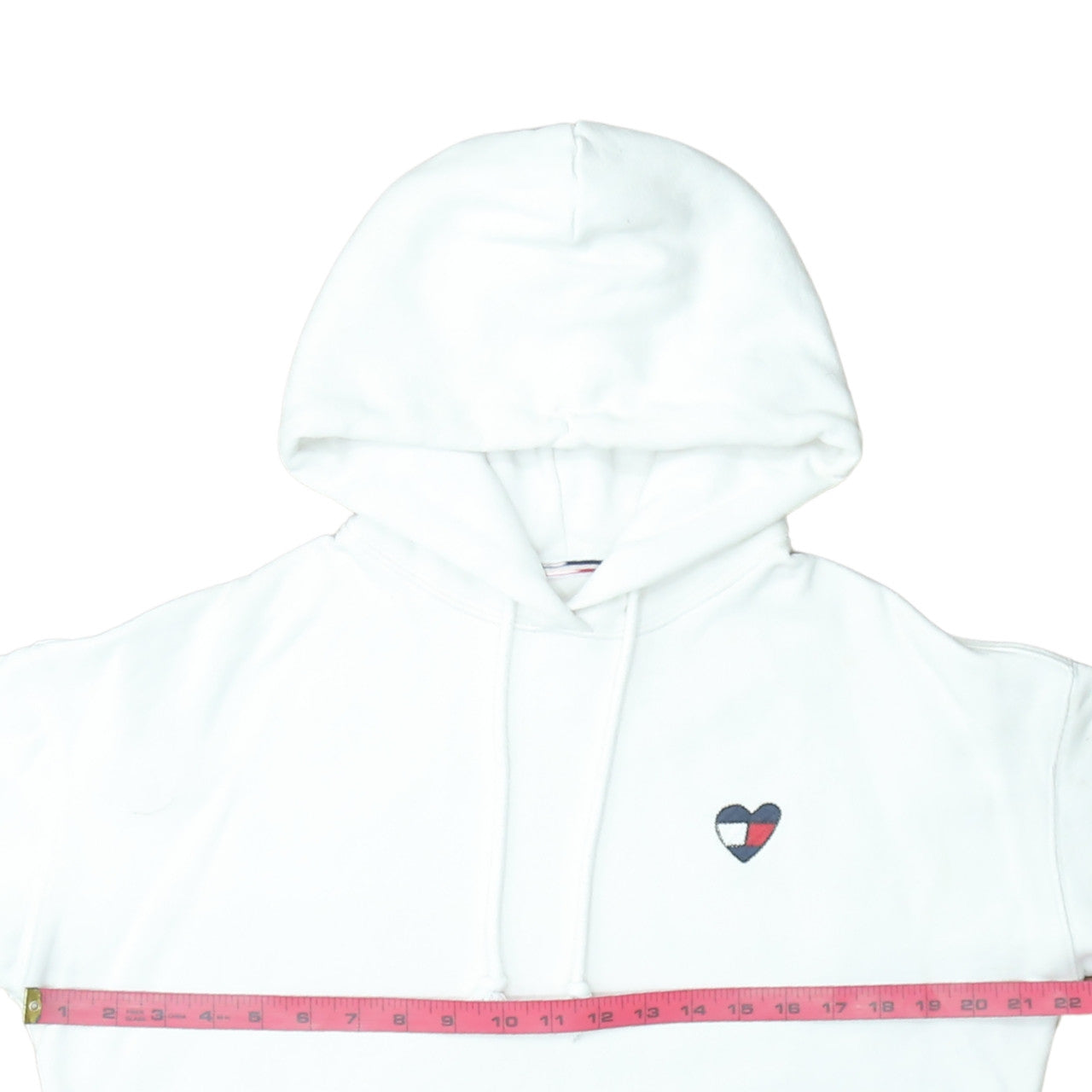 Tommy Jeans Women White Cotton Hooded Pullover Sweatshirt M