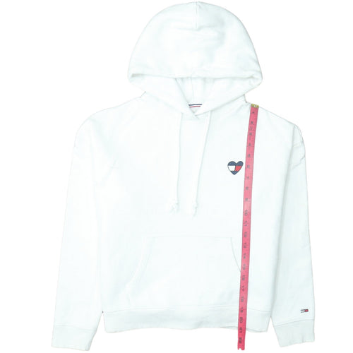 Tommy Jeans Women White Cotton Hooded Pullover Sweatshirt M