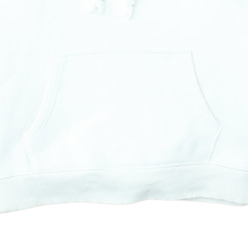 Tommy Jeans Women White Cotton Hooded Pullover Sweatshirt M
