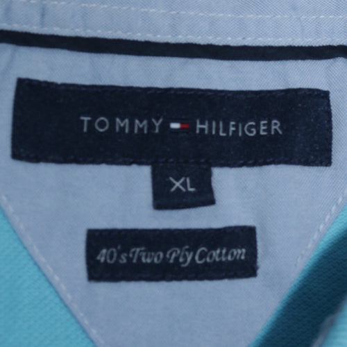 Tommy Hilfiger Men’s Blue Cotton Polo Shirt XL Classic Fit