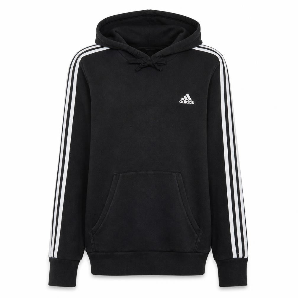 Front view of Adidas Men's Black Pullover Hoodie Small Fleece Lined Sport Style