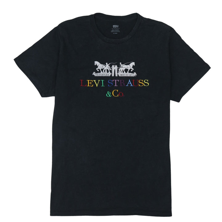 Levi's Men Black XL Graphic Logo Embroidered Cotton T-Shirt