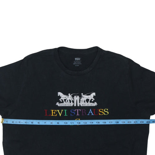 Levi's Men Black XL Graphic Logo Embroidered Cotton T-Shirt