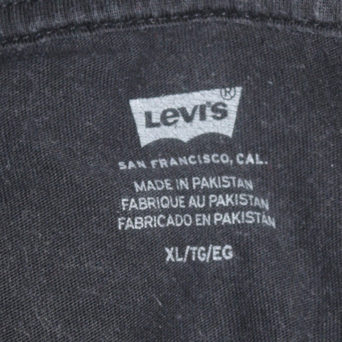 Levi's Men Black XL Graphic Logo Embroidered Cotton T-Shirt