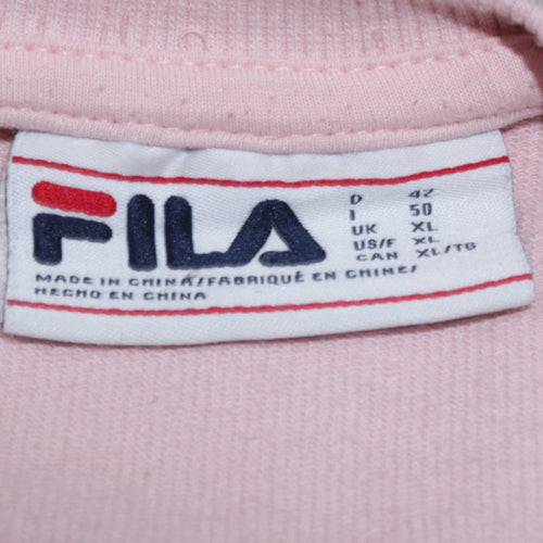 Fila Women Pink Crew Neck Pullover Sweatshirt XL Cotton Blend