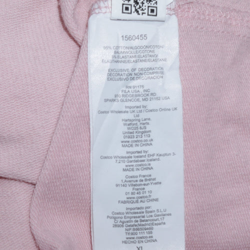 Fila Women Pink Crew Neck Pullover Sweatshirt XL Cotton Blend