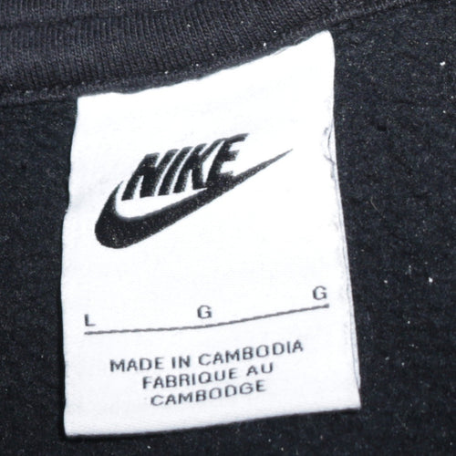 Nike Men's Black Pullover Hoodie Large Logo Fleece Sweatshirt