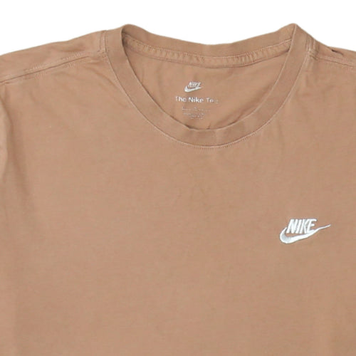 Nike Men's Beige Cotton Crew Neck Short Sleeve T-Shirt Size M