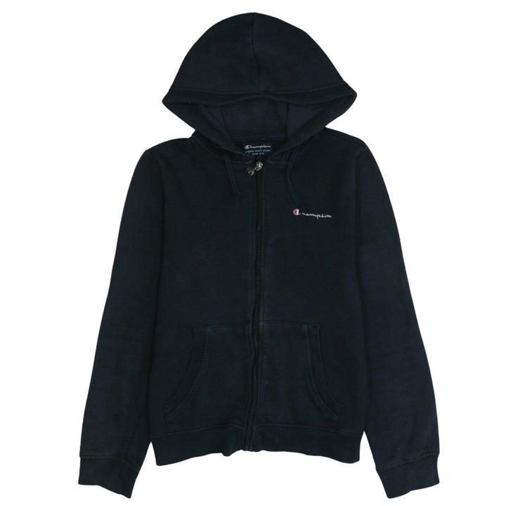 Champion Boys Black Full Zip Hoodie Size L Cotton Blend Drawstring
