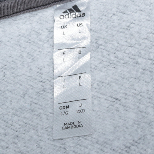 Adidas Men’s Grey Crew Neck Fleece Sweatshirt L Regular Fit