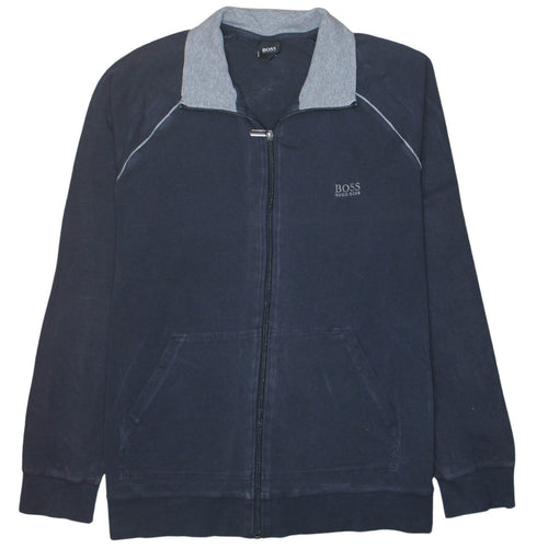 Hugo Boss Men's Blue Full Zip Collared Sweatshirt Size L