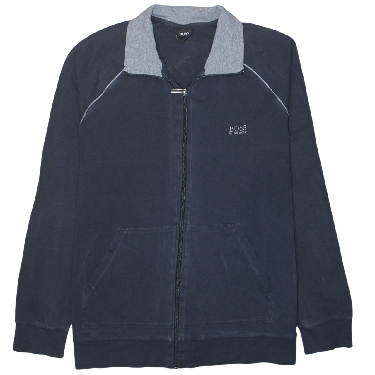 Hugo Boss Men's Blue Full Zip Collared Sweatshirt Size L