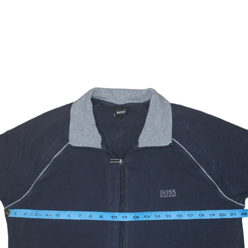 Hugo Boss Men's Blue Full Zip Collared Sweatshirt Size L