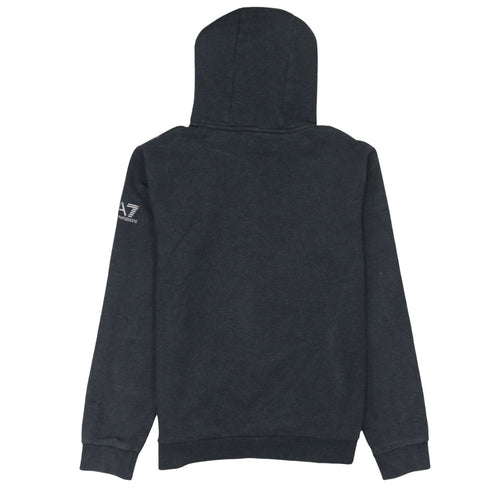 Emporio Armani EA7 Mens Black Pullover Hoodie Size M Graphic Logo Fleece