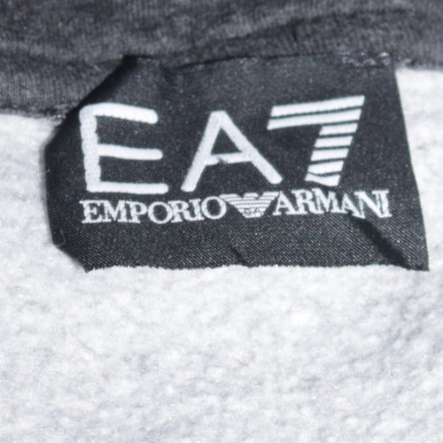 Emporio Armani EA7 Mens Black Pullover Hoodie Size M Graphic Logo Fleece