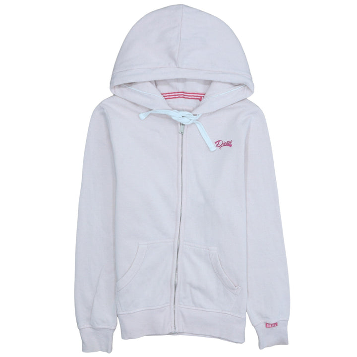 Diesel Unisex White Full Zip Hoodie M Cotton Fleece