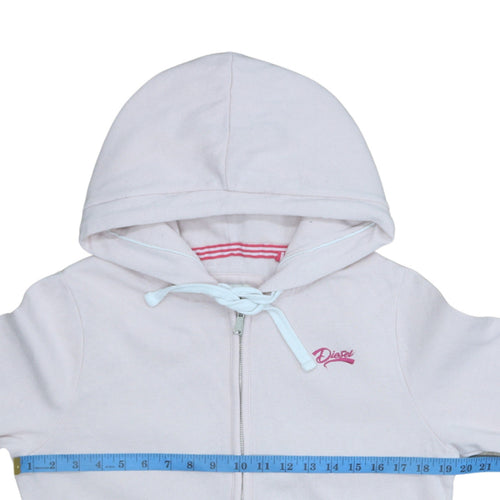 Diesel Unisex White Full Zip Hoodie M Cotton Fleece