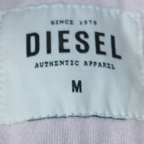 Diesel Unisex White Full Zip Hoodie M Cotton Fleece