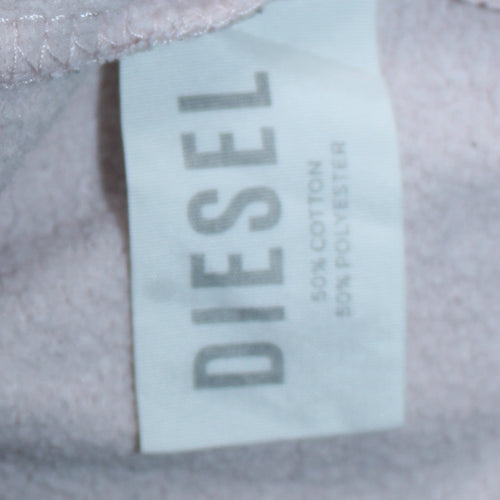 Diesel Unisex White Full Zip Hoodie M Cotton Fleece