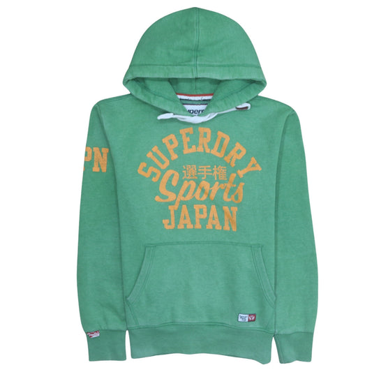 Superdry Men's Green Pullover Hoodie L Sports Japan Graphic