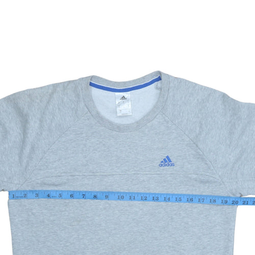 Adidas Mens Grey Small Crew Neck Pullover Sweatshirt