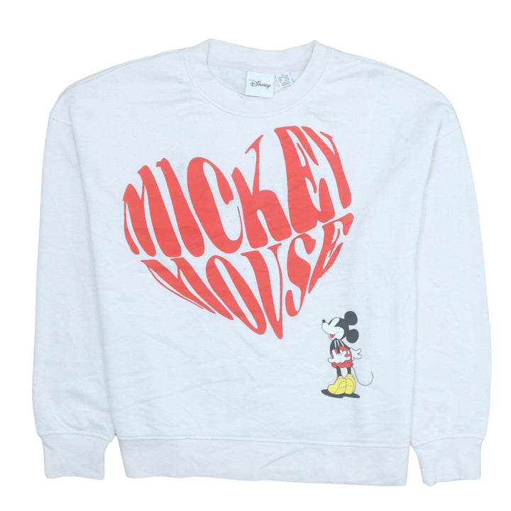 Disney Women's White Mickey Mouse Graphic Pullover Sweatshirt M