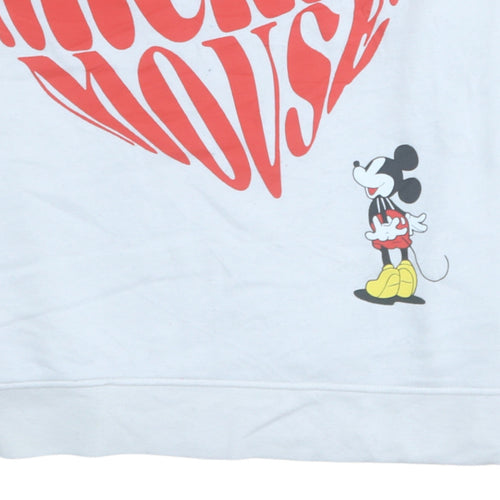 Disney Women's White Mickey Mouse Graphic Pullover Sweatshirt M