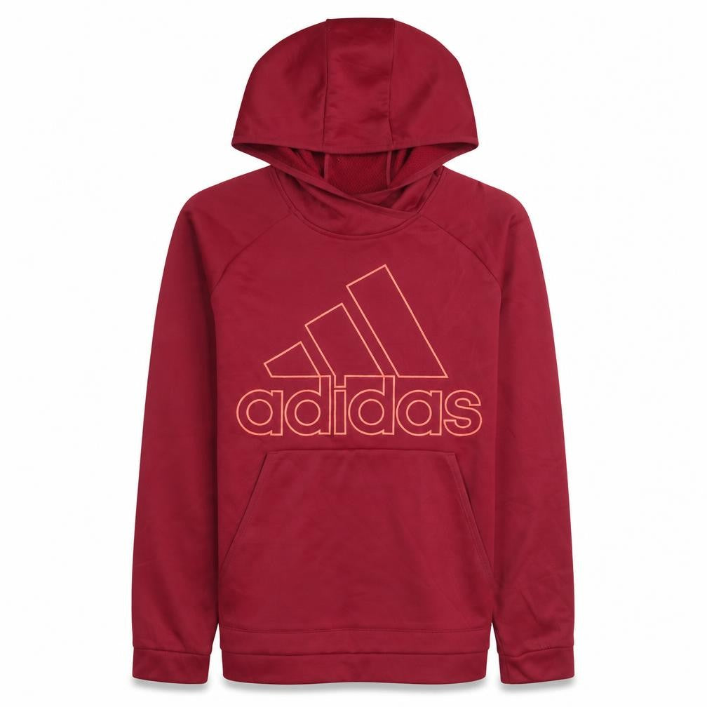 Front view of Adidas women’s burgundy xl pullover hoodie sweatshirt