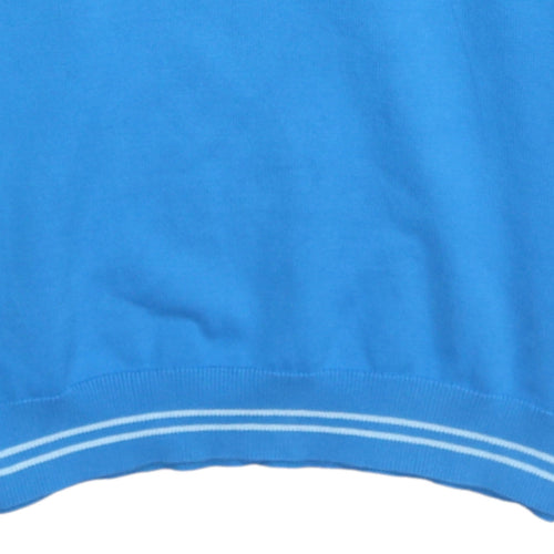 Hugo Boss Men Blue Cotton 1/2 Zip Jumper Size M Casual Knitwear