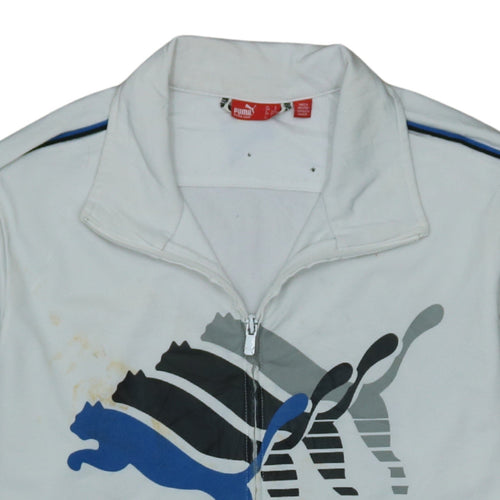 Puma Men's White Full Zip Sports Sweatshirt Small