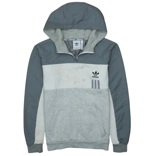 Adidas Men’s Grey Half Zip Hooded Sweatshirt Size S