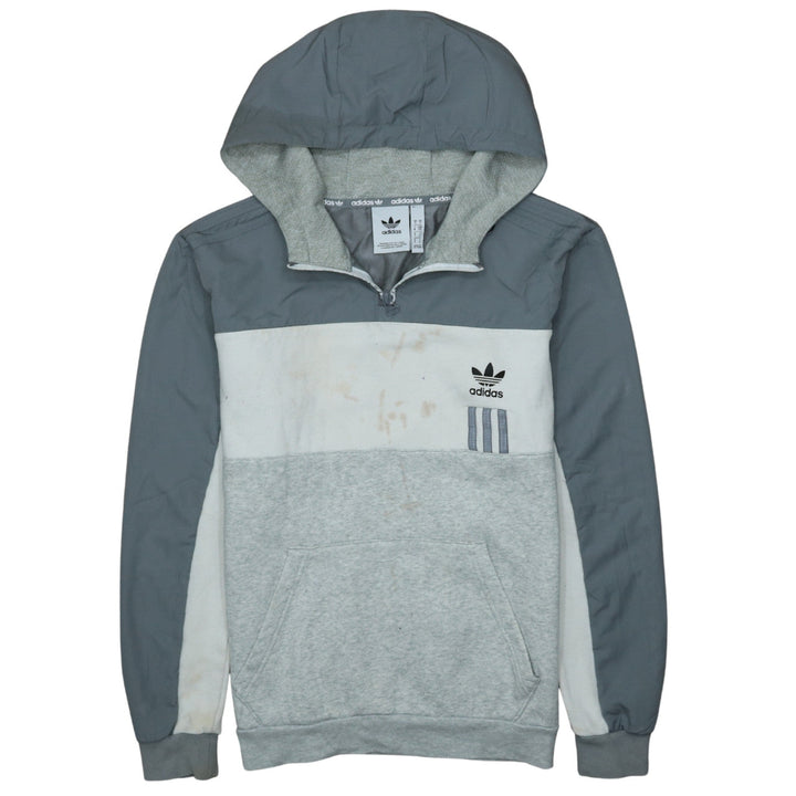 Adidas Men’s Grey Half Zip Hooded Sweatshirt Size S