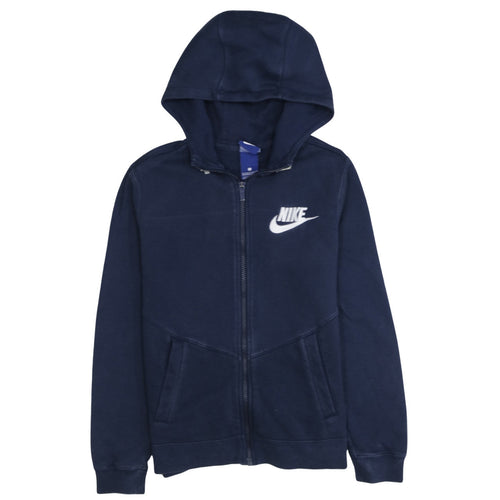Nike Boys Navy Blue Full Zip Hoodie Sweatshirt Size M Cotton Blend