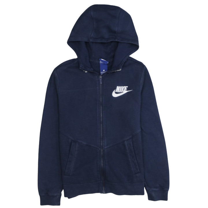 Nike Boys Navy Blue Full Zip Hoodie Sweatshirt Size M Cotton Blend