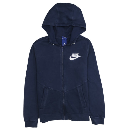Nike Boys Navy Blue Full Zip Hoodie Sweatshirt Size M Cotton Blend