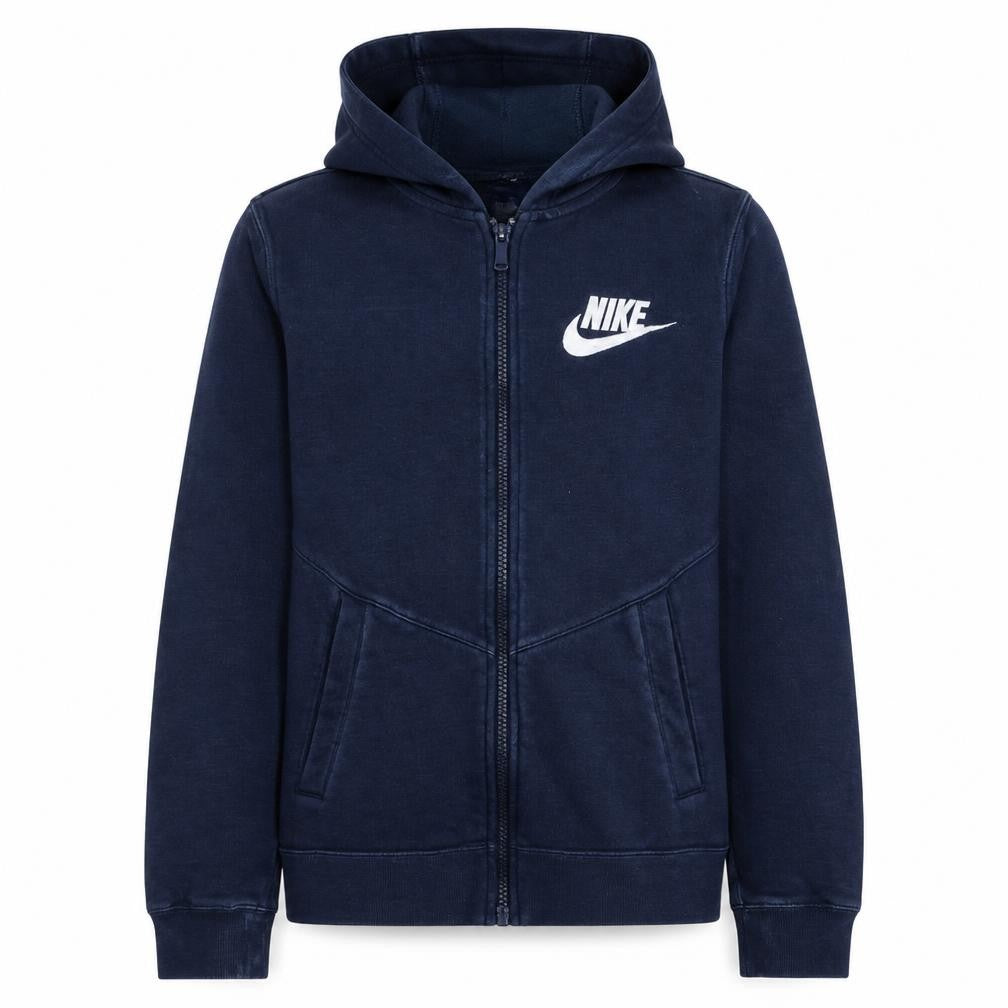 Nike Boys Navy Blue Full Zip Hoodie Sweatshirt Size M Cotton Blend
