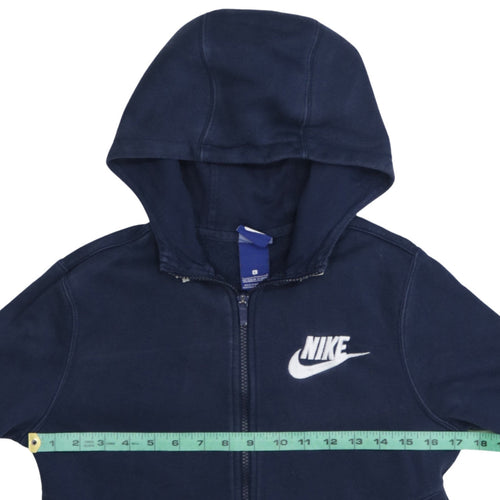Nike Boys Navy Blue Full Zip Hoodie Sweatshirt Size M Cotton Blend