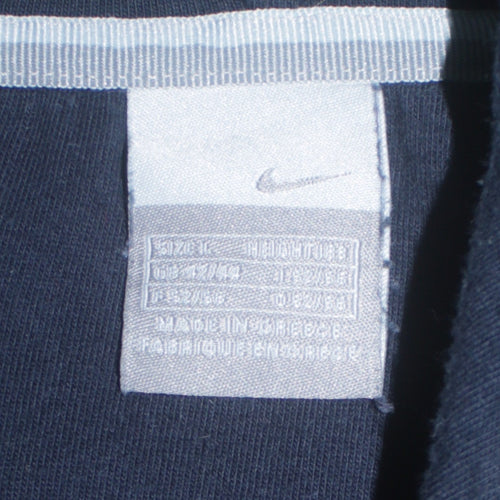 Nike Men Blue Pullover Hoodie Embroidered Logo Fleece Size M