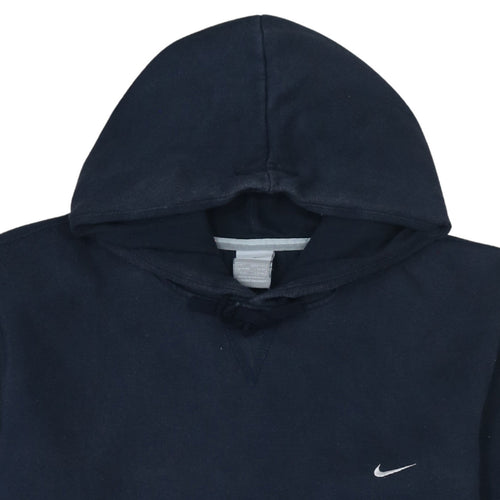 Nike Men Blue Pullover Hoodie Embroidered Logo Fleece Size M