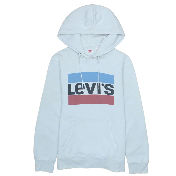 Levi's Mens Light Blue Hoodie Small Pullover Graphic Logo Cotton