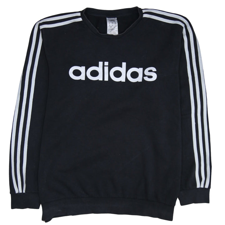 Adidas Mens Black XL Crew Neck Pullover Sweatshirt with Logo Trim
