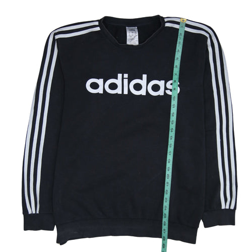 Adidas Mens Black XL Crew Neck Pullover Sweatshirt with Logo Trim