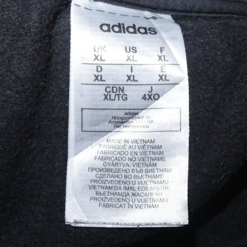 Adidas Mens Black XL Crew Neck Pullover Sweatshirt with Logo Trim