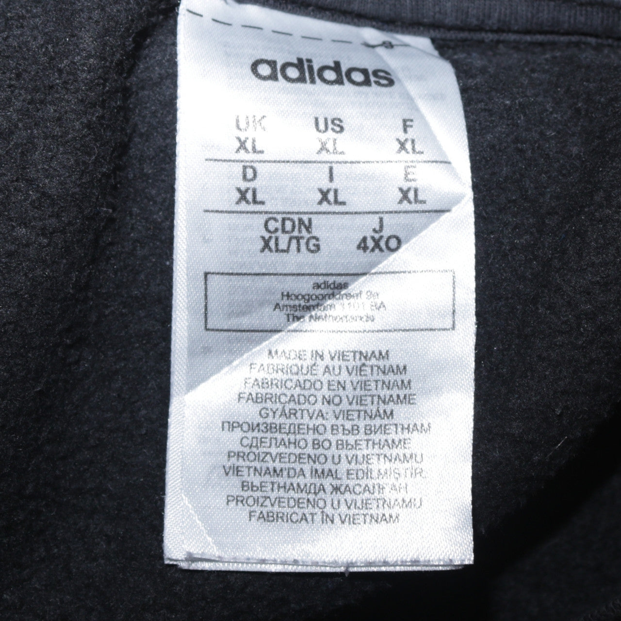 Adidas Mens Black XL Crew Neck Pullover Sweatshirt with Logo Trim