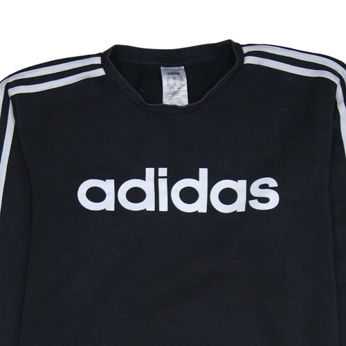 Adidas Mens Black XL Crew Neck Pullover Sweatshirt with Logo Trim
