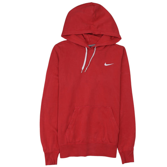 Nike Women Red Pullover Hoodie Medium Cotton Blend Logo Sportswear