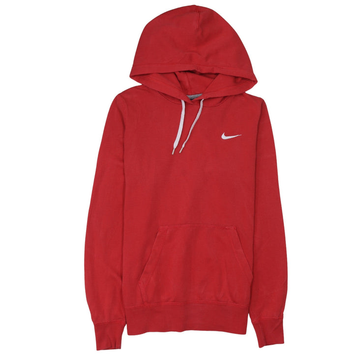 Nike Women Red Pullover Hoodie Medium Cotton Blend Logo Sportswear