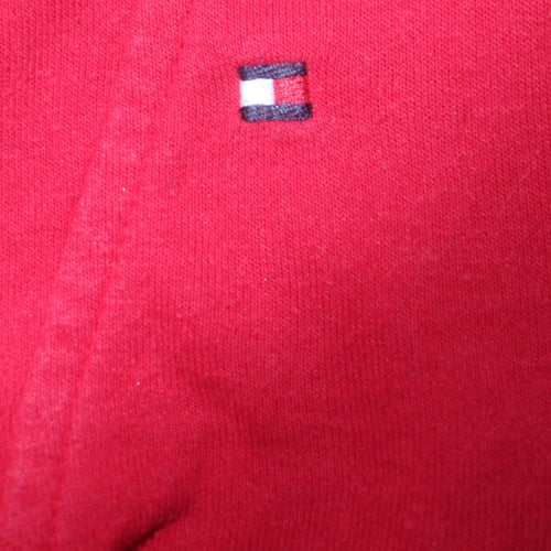 Tommy Hilfiger Womens Red 1/2 Zip Sweatshirt M Cotton Logo Trim