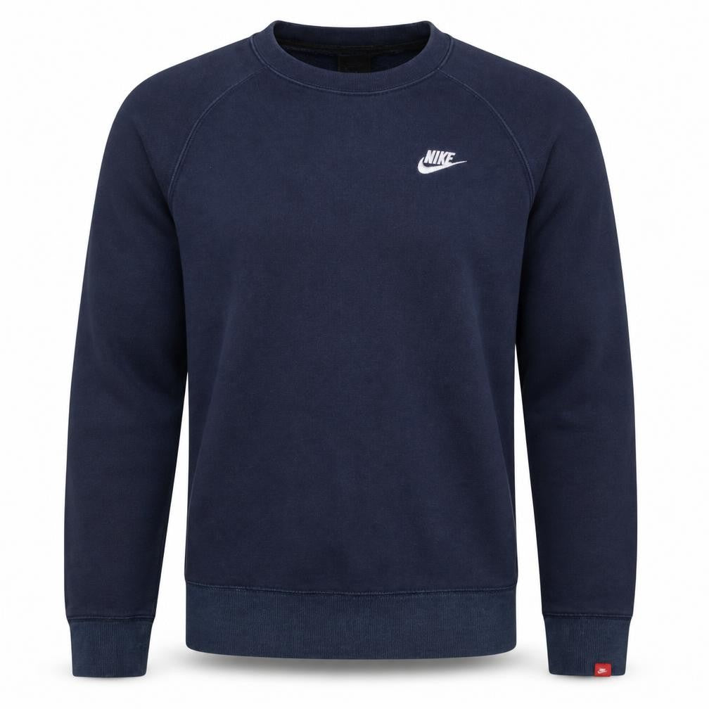 Front view of Nike Men's Blue Crew Neck Pullover Sweatshirt, size S